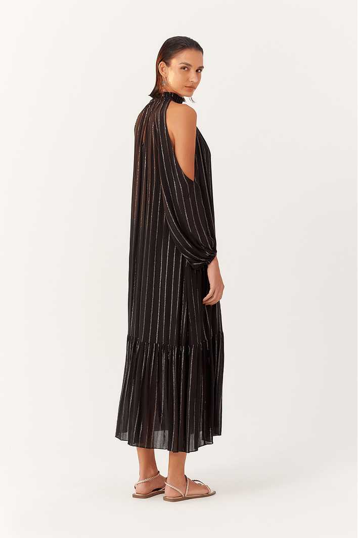 Vestido Cropped Lurex Recorte Ombro