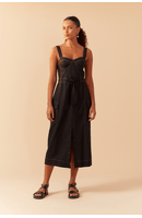 Vestido Linho Midi Utilitário