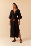 Vestido Linho Midi Tassel Colorido