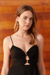 Vestido Cropped Linho Detalhe Metal