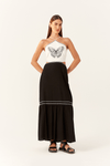 Vestido Cropped Linho Bordado Borboleta