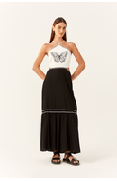 Vestido Cropped Linho Bordado Borboleta