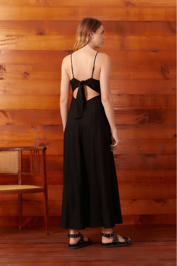 Vestido Cropped Linho Detalhe Metal