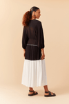 Vestido Crepe Cropped Recorte Listras