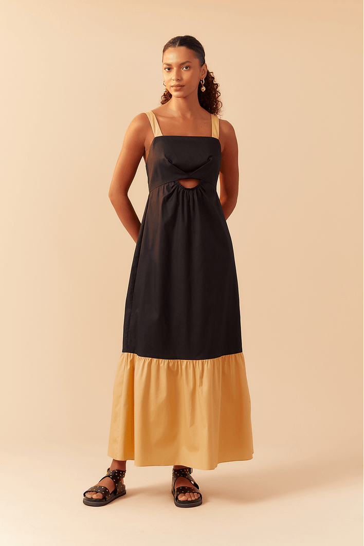 Vestido Cropped Algodão Maria Bicolor
