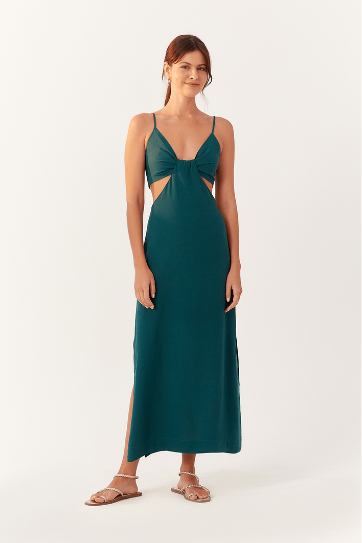 Vestido Longuete Decote Lateral