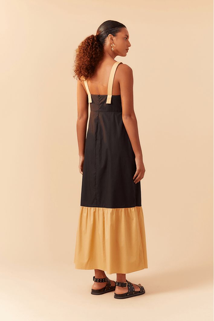 Vestido Cropped Algodão Maria Bicolor