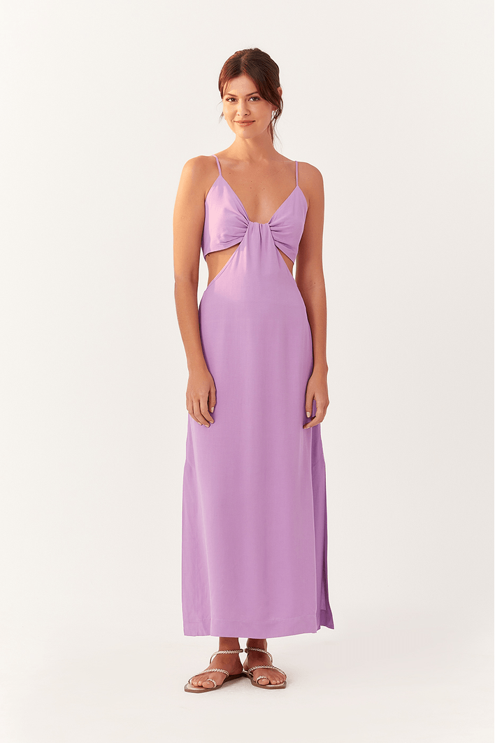 Vestido Longuete Decote Lateral