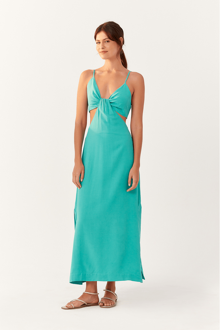 Vestido Longuete Decote Lateral
