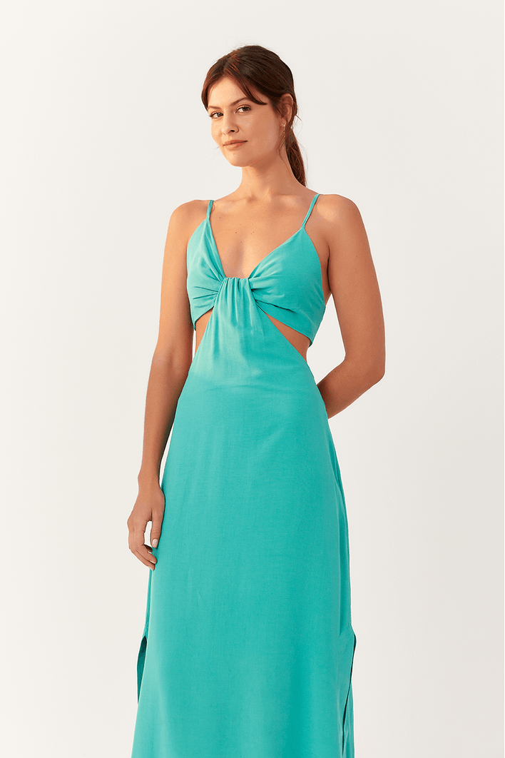 Vestido Longuete Decote Lateral