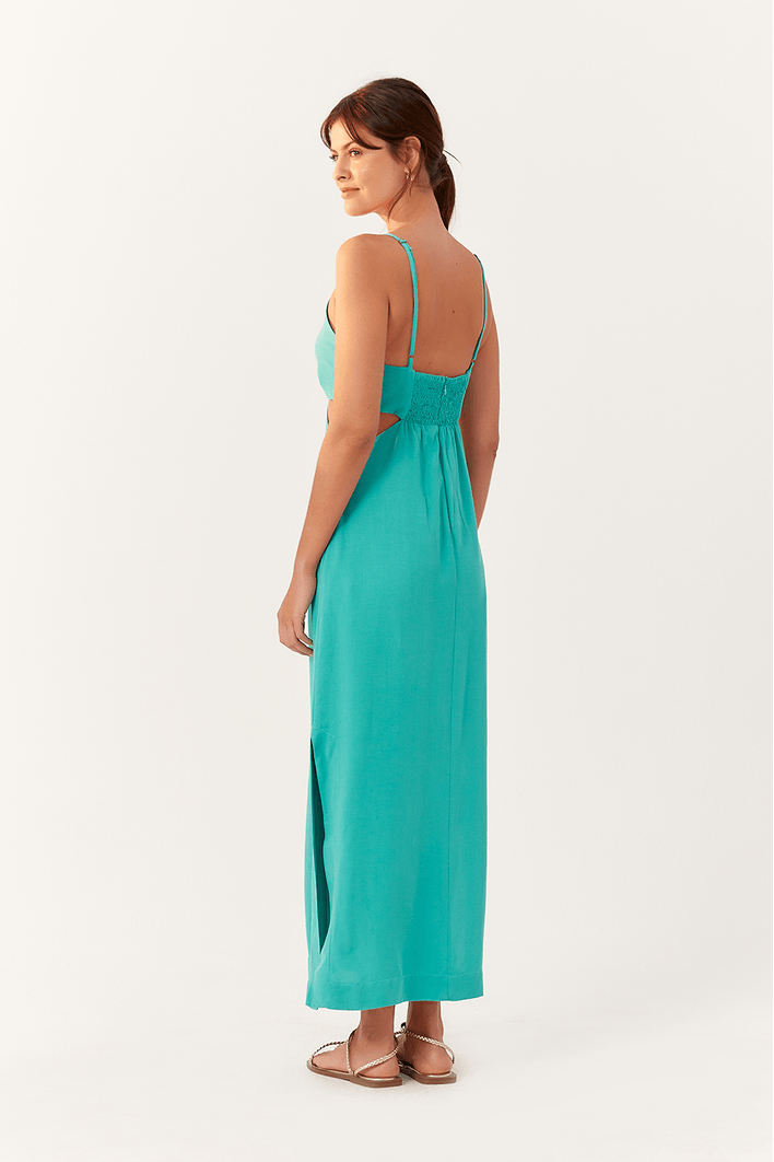 Vestido Longuete Decote Lateral