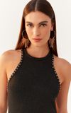 Vestido Canelado Com Pedras
