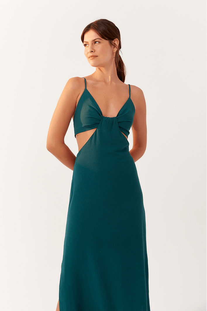 Vestido Longuete Decote Lateral