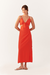 Vestido Cropped Linho Decote Lateral Bf