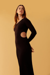 Vestido Canelado Midi Recortes