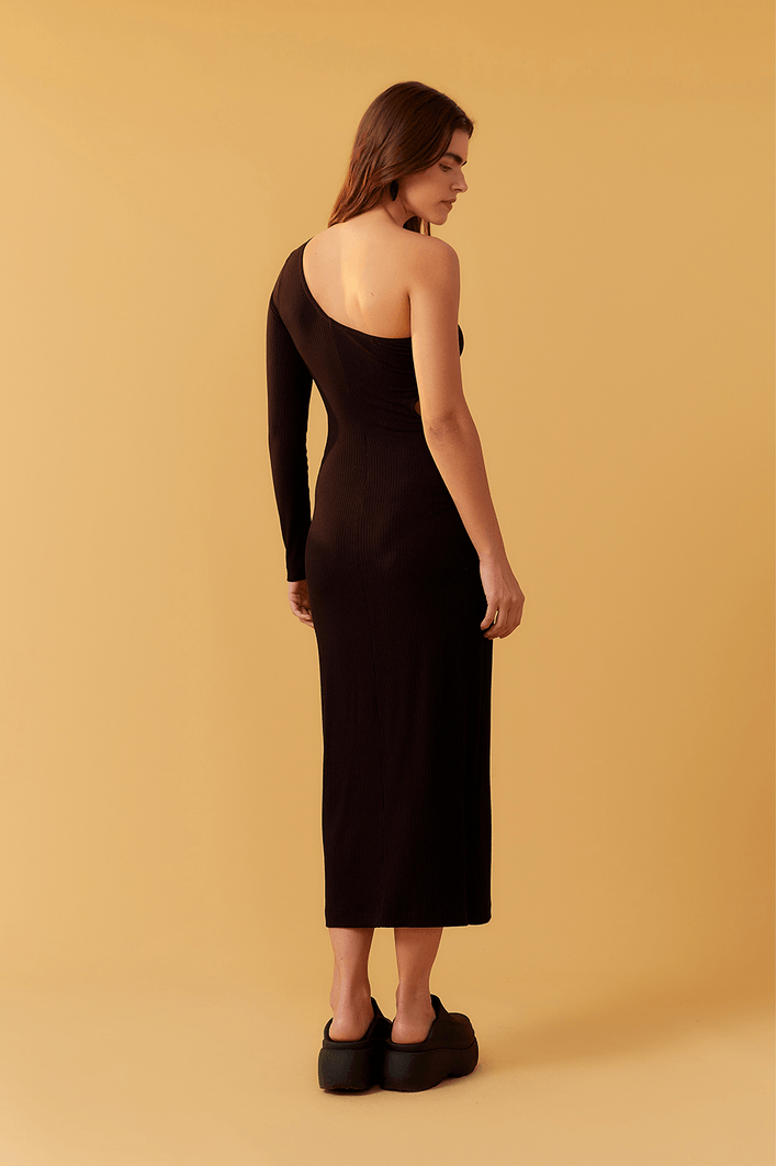Vestido Canelado Midi Recortes