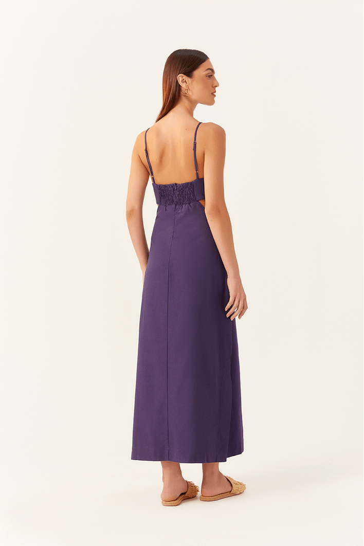 Vestido Cropped Linho Decote Lateral Bf
