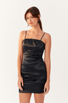 Vestido Curto Cetim Drapeado