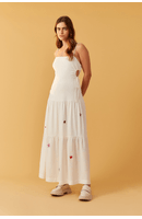 Vestido Linho Bordado Estrelas