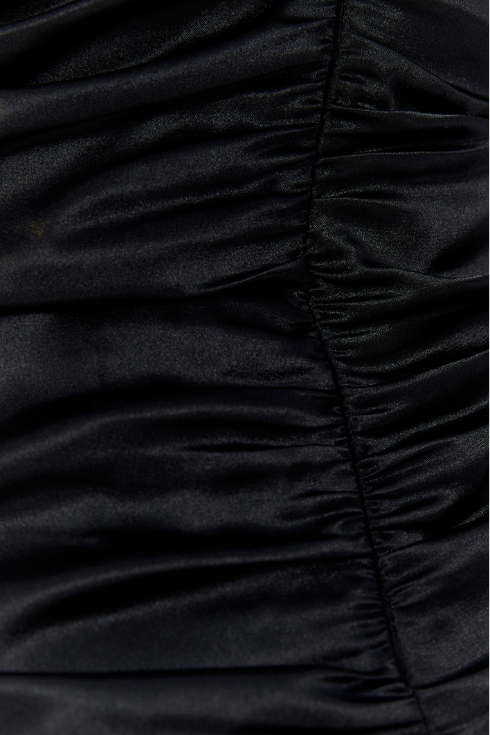 Vestido Curto Cetim Drapeado