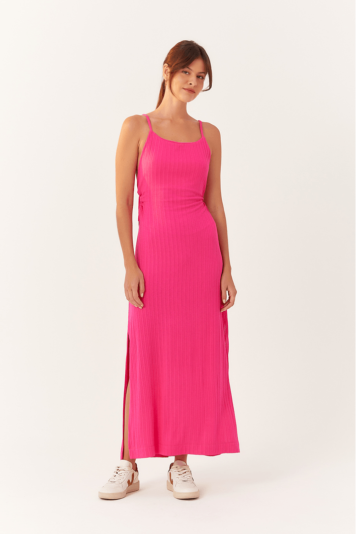 Vestido Canelado Detalhe Lateral Bf