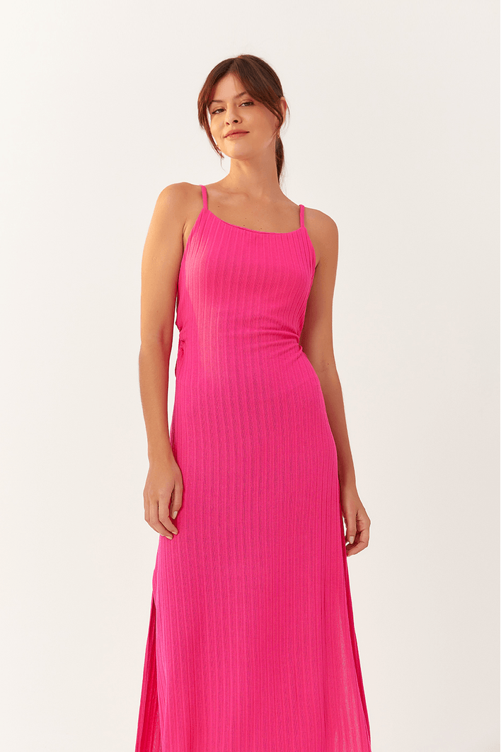 Vestido Canelado Detalhe Lateral Bf