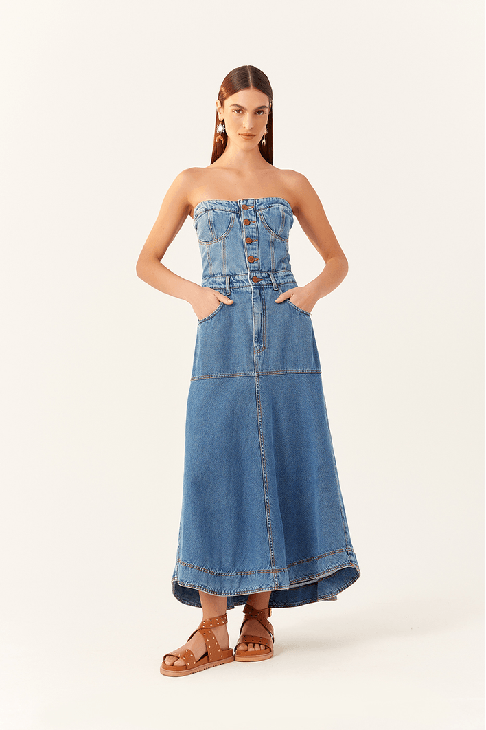 Vestido Jeans Recorte Bojo