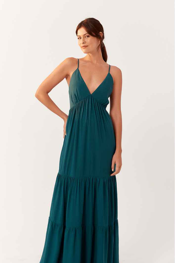 Vestido Crepe Longo Color Bf