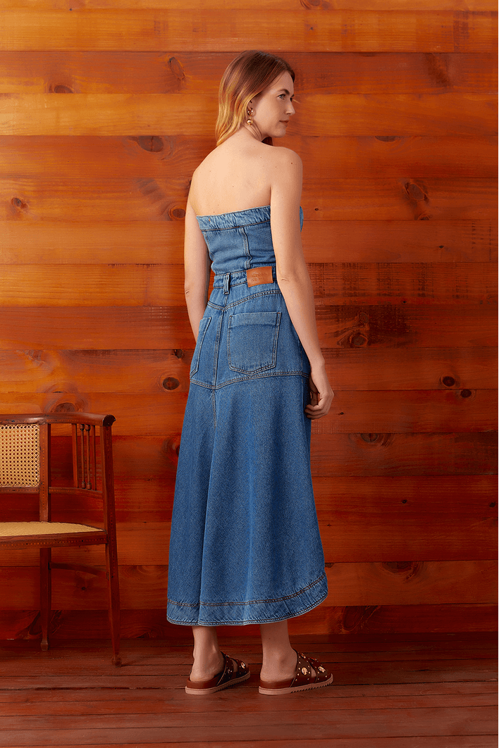 Vestido Jeans Recorte Bojo