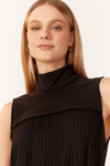 Vestido Cropped Listras Recorte Malha