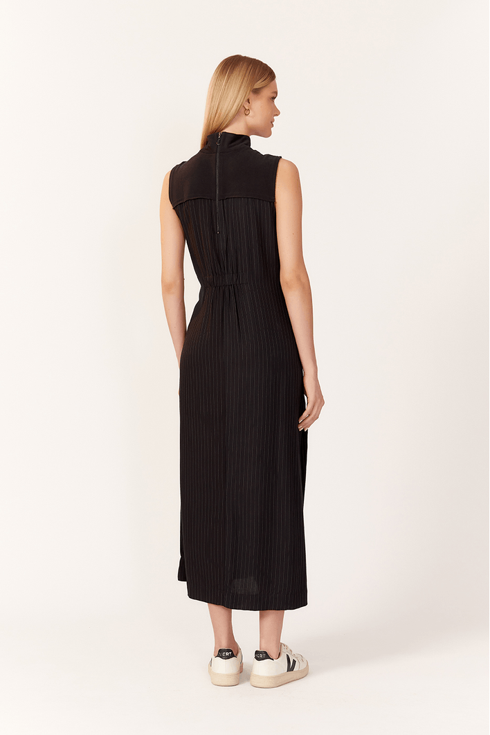 Vestido Cropped Listras Recorte Malha