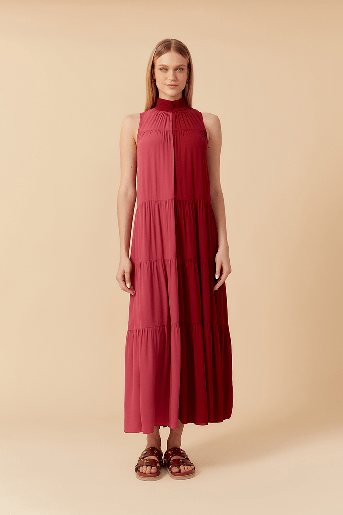 Vestido Crepe Cropped Bicolor