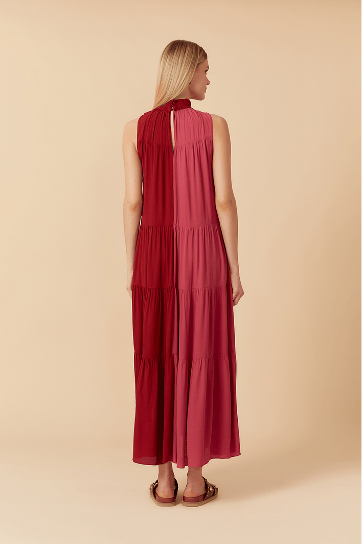 Vestido Crepe Cropped Bicolor