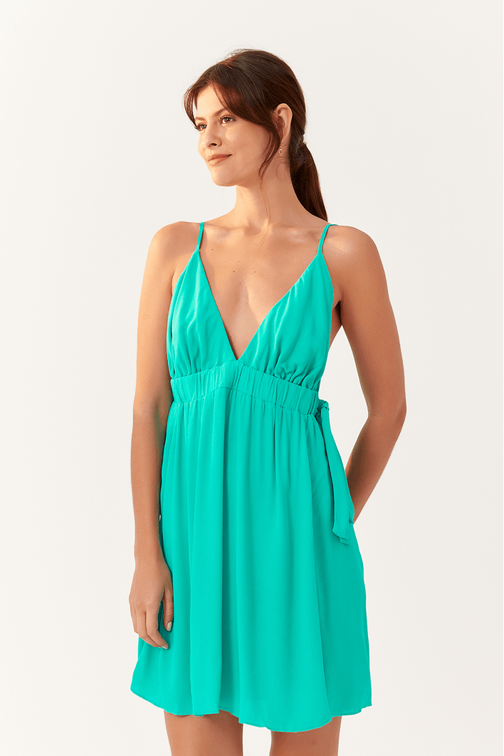 Vestido Crepe Amarração Lateral Bf