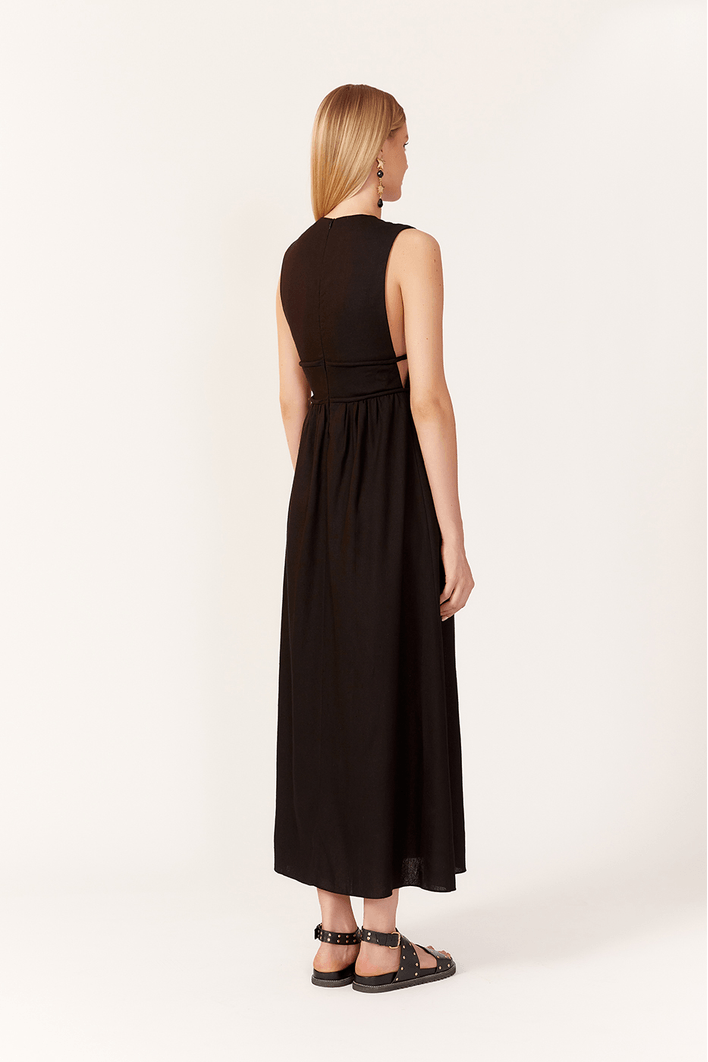 Vestido Cropped Linho Cadarço Encapado