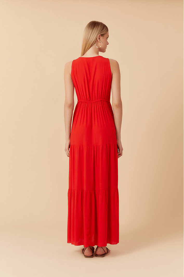 Vestido Cropped Crepe Frente Vazada