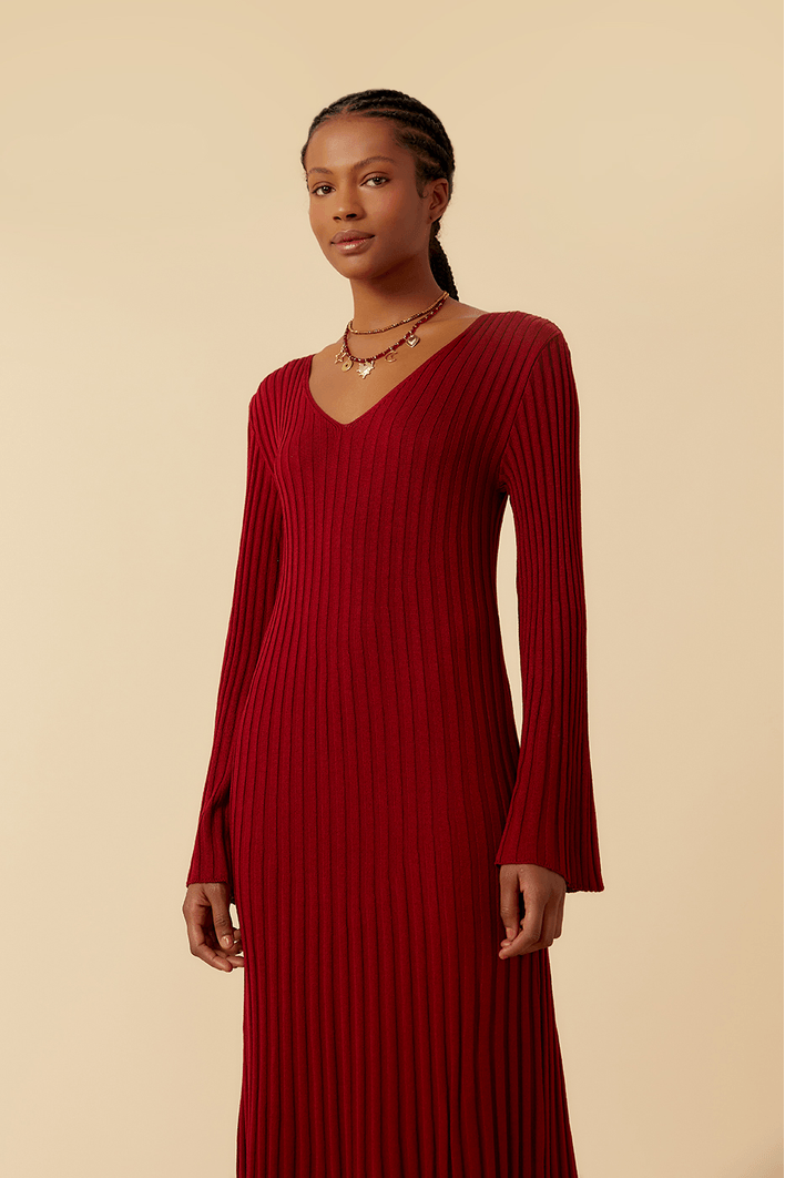 Vestido Tricot Vintage Canelado