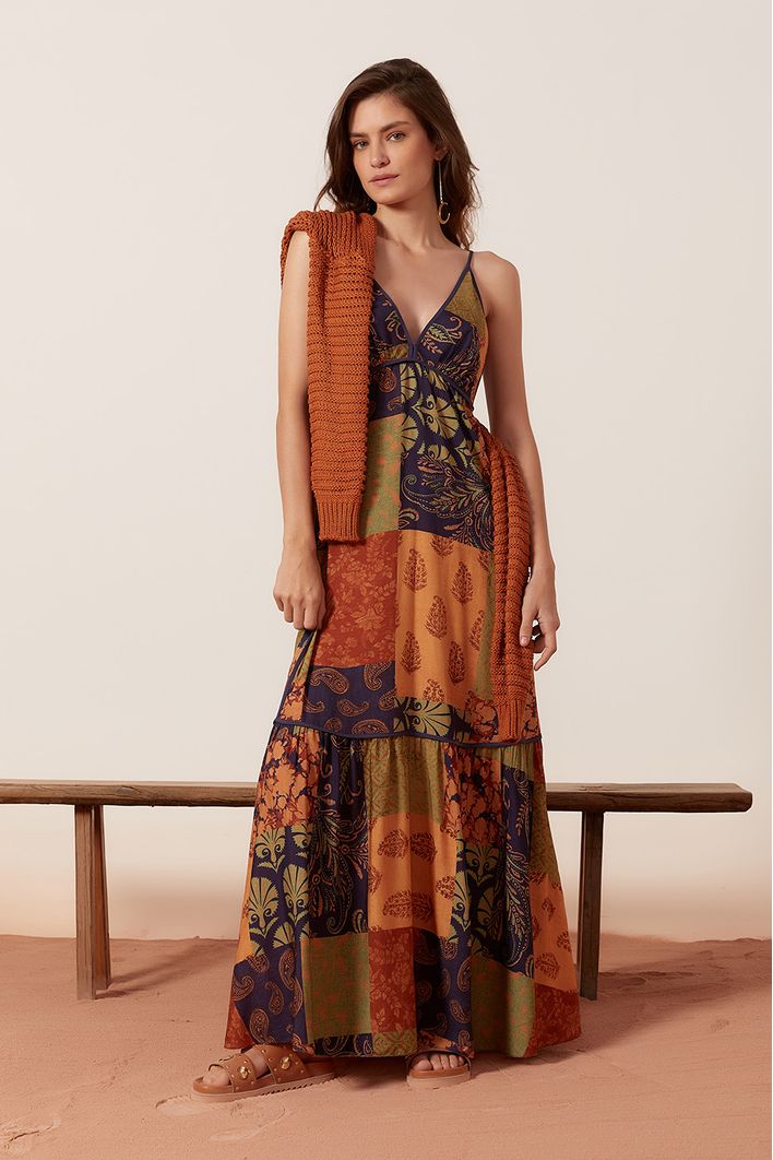 Vestido Longo Estampa Blend Verde