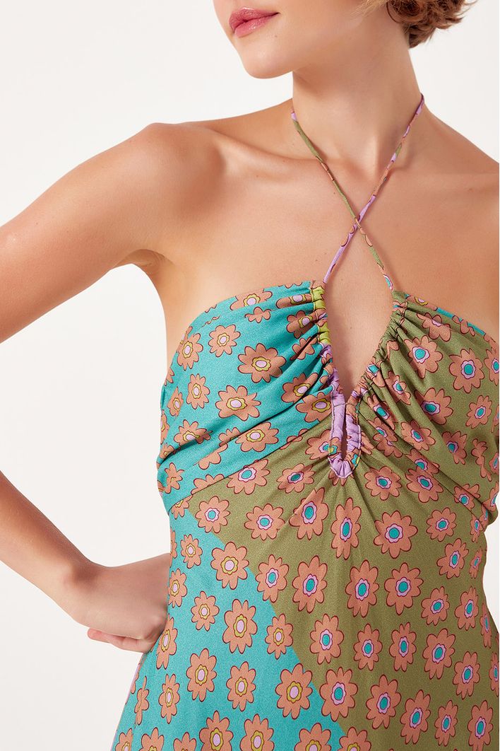 Vestido Cropped Estampa Flora