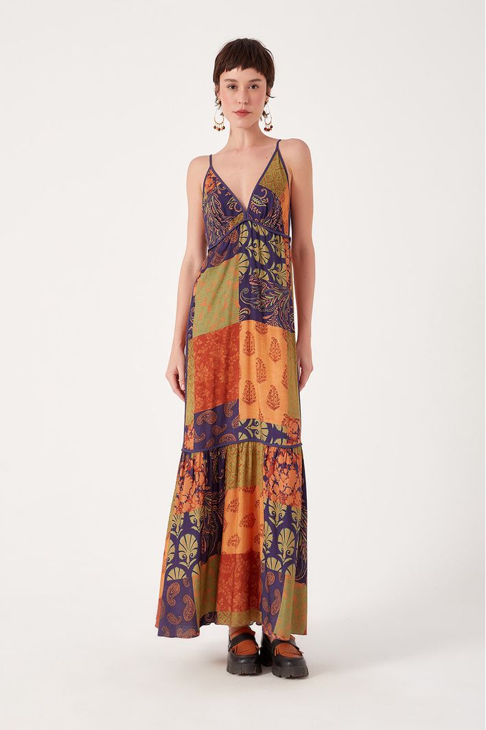 Vestido Longo Estampa Blend Verde