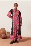 Vestido Longo Estampa Jardim Selvagem