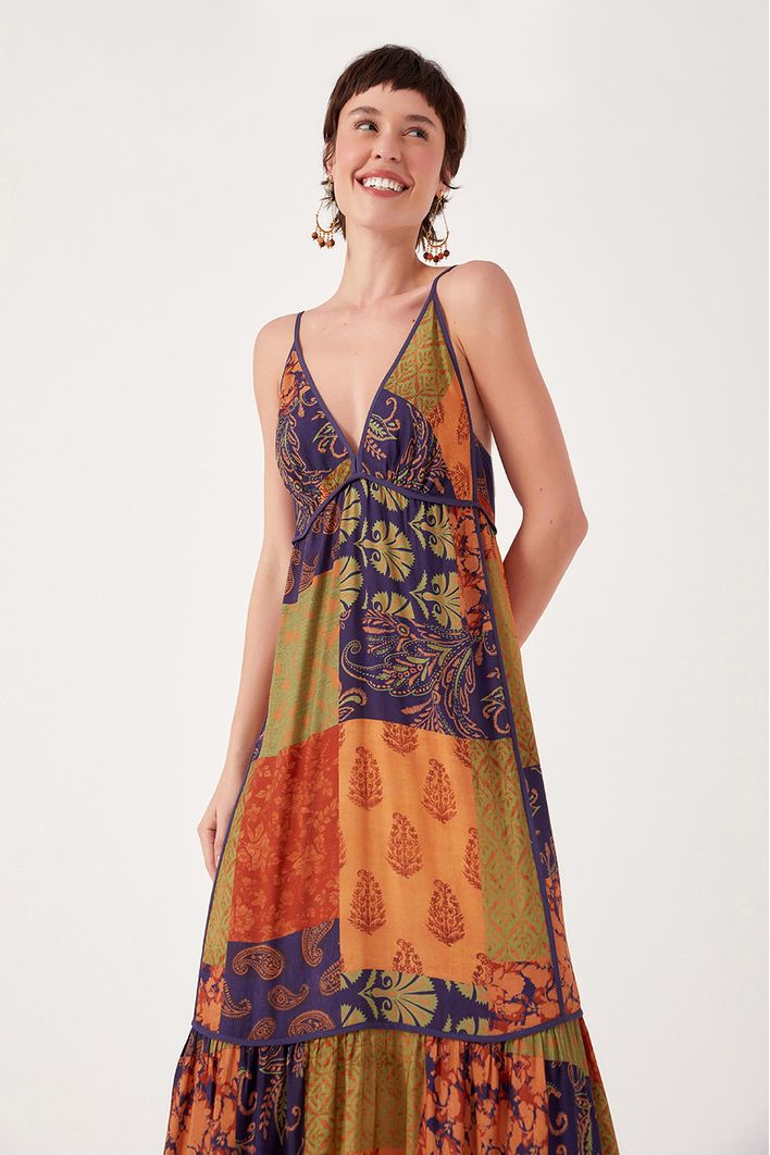 Vestido Longo Estampa Blend Verde