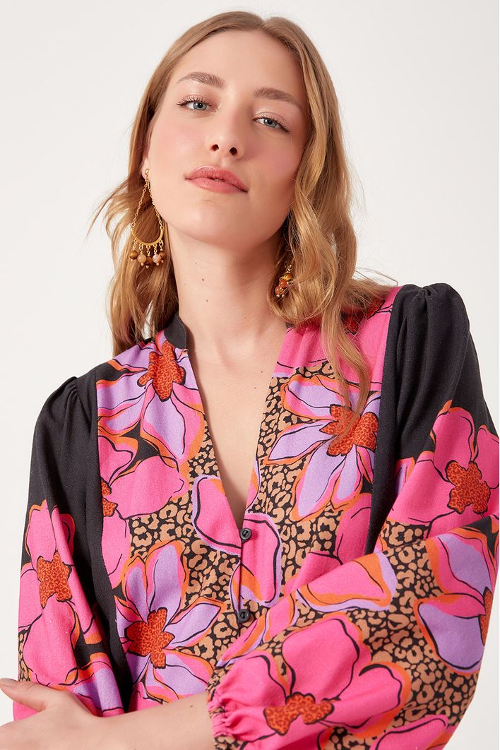 Vestido Longo Estampa Jardim Selvagem