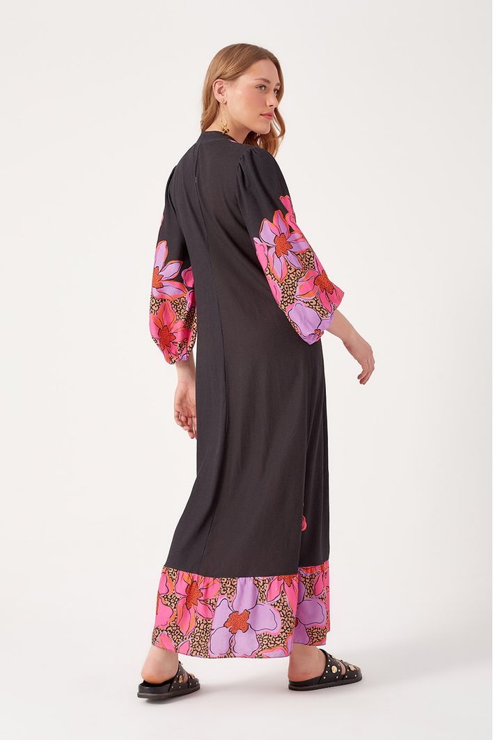 Vestido Longo Estampa Jardim Selvagem