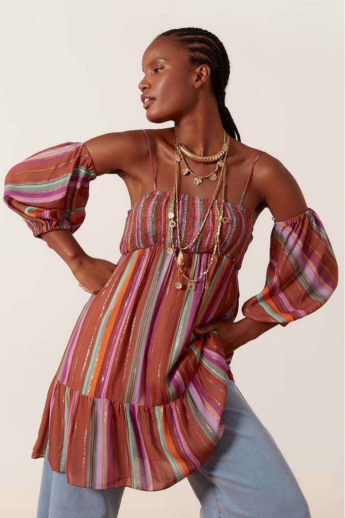 Vestido Lurex Estampa Nostalgia