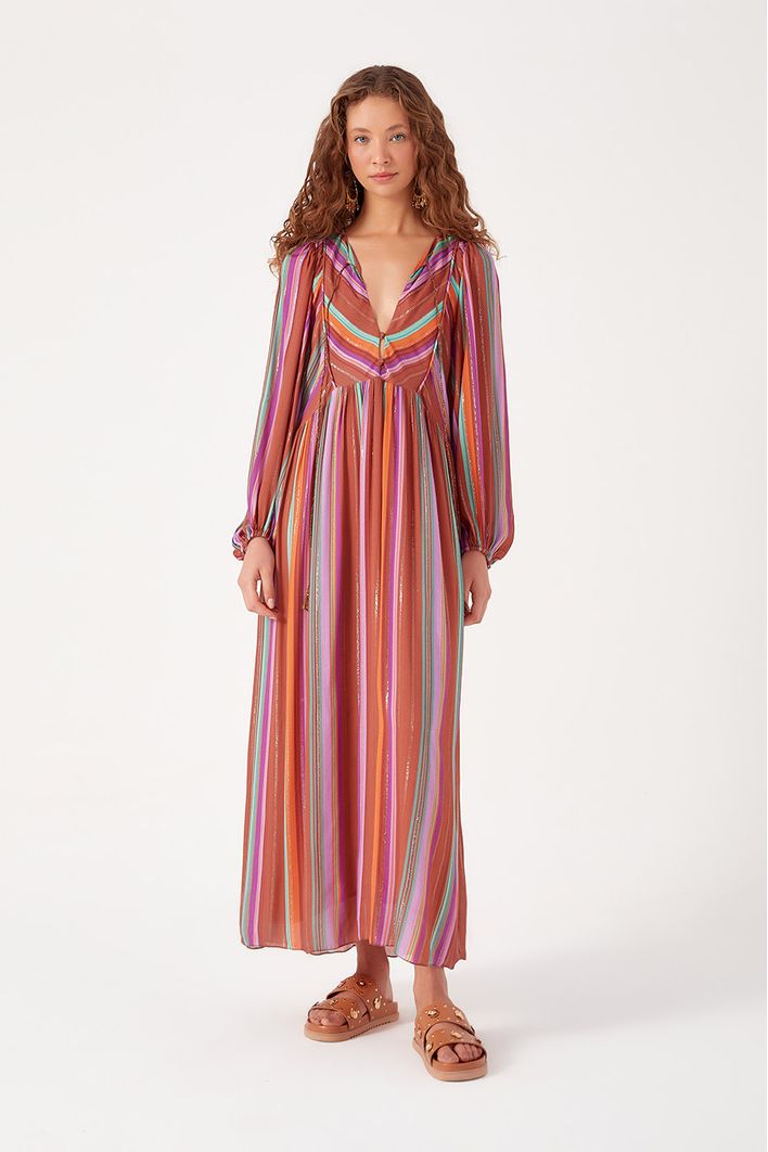 Vestido Midi Lurex Estampa Nostalgia