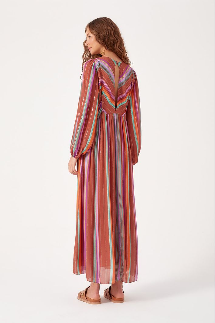 Vestido Midi Lurex Estampa Nostalgia