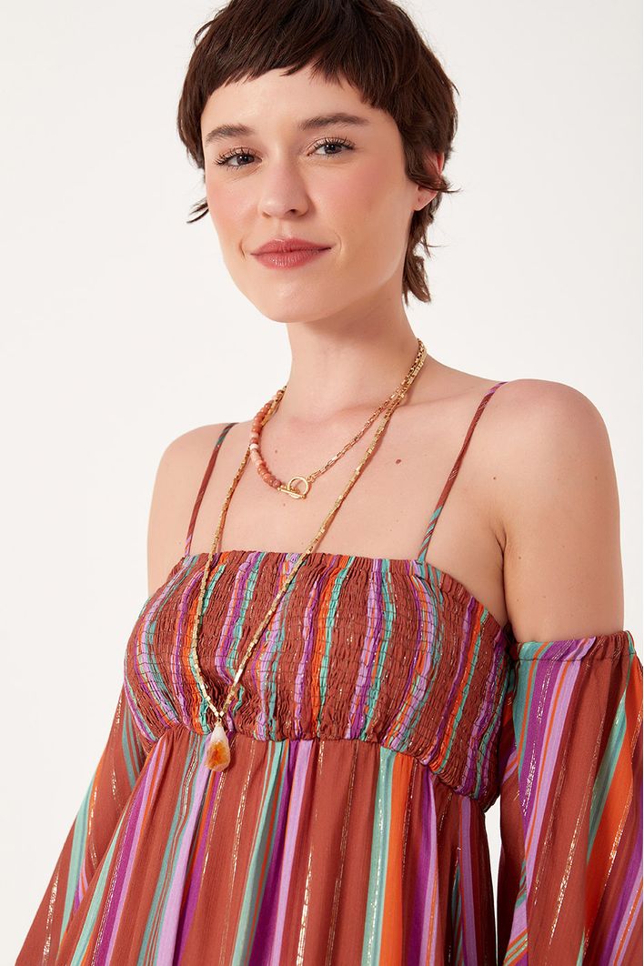 Vestido Lurex Estampa Nostalgia