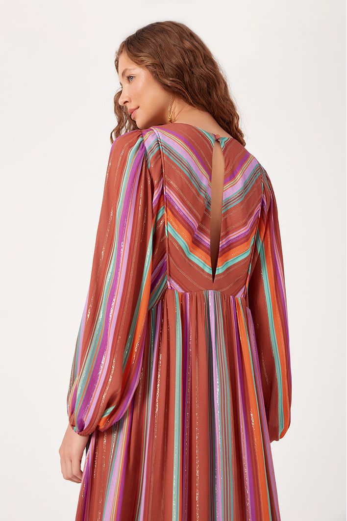 Vestido Midi Lurex Estampa Nostalgia