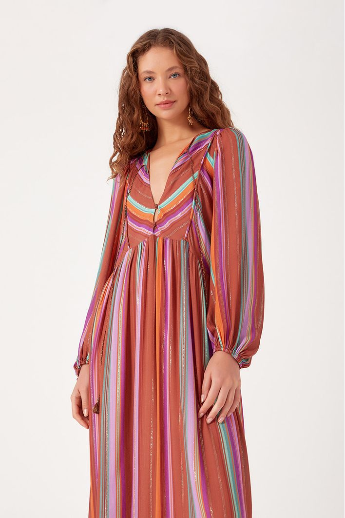Vestido Midi Lurex Estampa Nostalgia